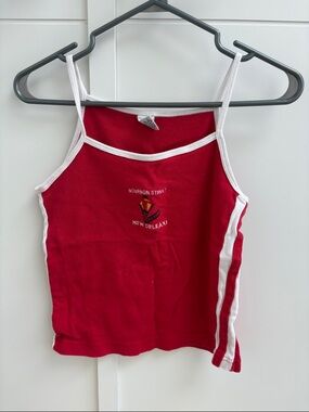 Red Bourbon Street New Orleans Tank Top with White Trim